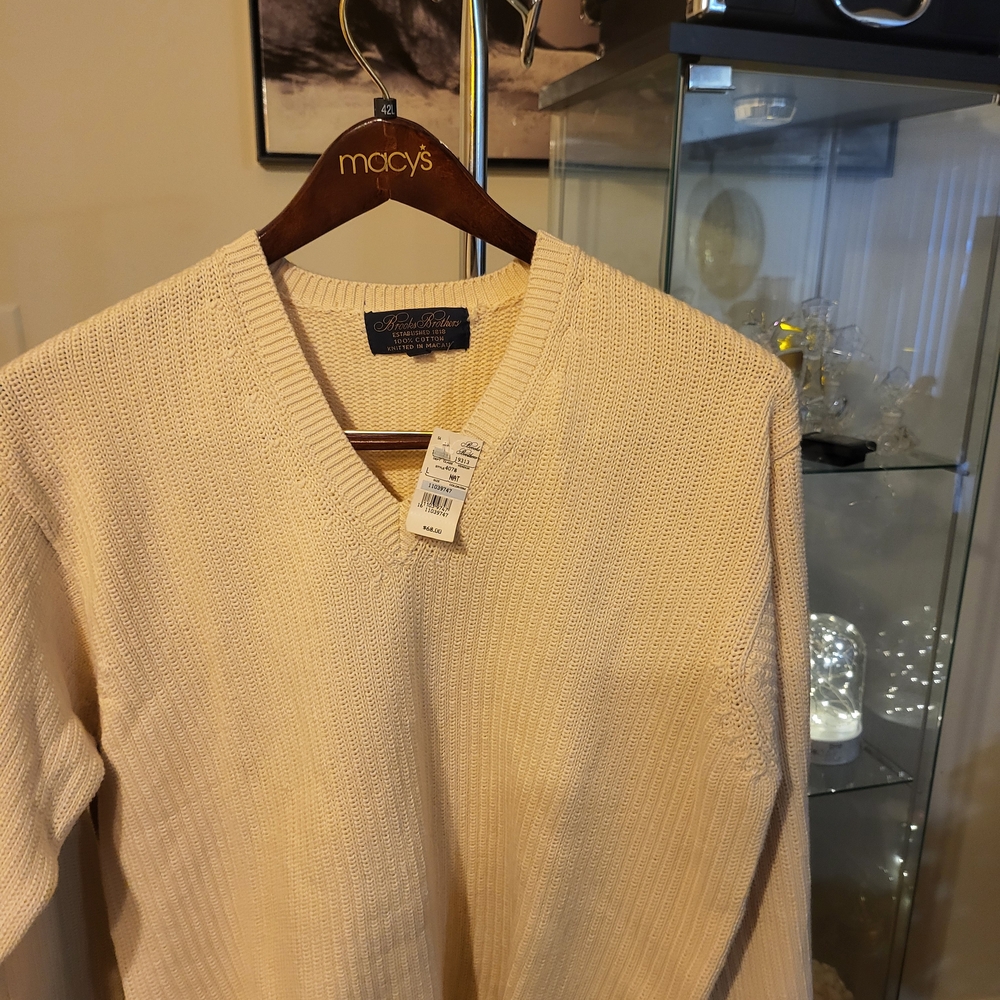 Brooks Brothers V-Neck Cream Sweater
